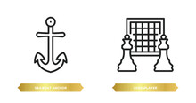 Two Editable Outline Icons From People Skills Concept. Thin Line Icons Such As Sailboat Anchor, Chessplayer Vector.