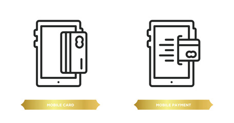Wall Mural - two editable outline icons from payment concept. thin line icons such as mobile card, mobile payment