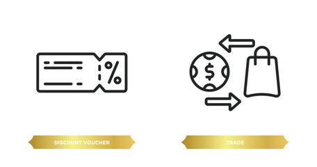 Wall Mural - two editable outline icons from payment concept. thin line icons such as discount voucher, trade vector.