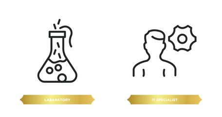 Wall Mural - two editable outline icons from other concept. thin line icons such as labaratory, it specialist vec
