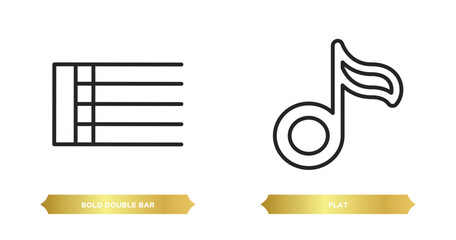 Wall Mural - two editable outline icons from music and media concept. thin line icons such as bold double bar lin