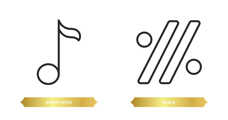 Wall Mural - two editable outline icons from music and media concept. thin line icons such as eighth note, simile