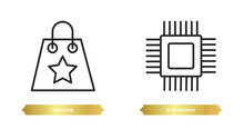 Two Editable Outline Icons From Museum Concept. Thin Line Icons Such As Souvenir, Electronics Vector.