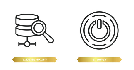 Wall Mural - two editable outline icons from multimedia concept. thin line icons such as database analysis, on bu