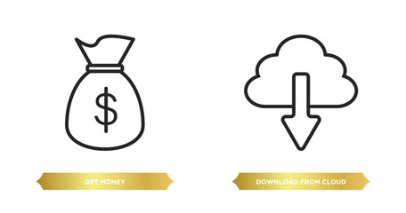 Wall Mural - two editable outline icons from collection. thin linear concept. thin line icons such as get money, 