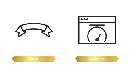 Wall Mural - two editable outline icons from marketing concept. thin line icons such as banner, velocity test vector.