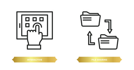 Wall Mural - two editable outline icons from internet security concept. thin line icons such as interactive, file