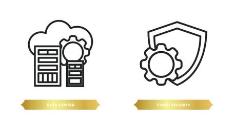 Wall Mural - two editable outline icons from internet security concept. thin line icons such as data center, cybe