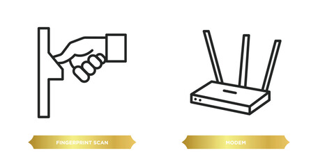 Wall Mural - two editable outline icons from internet security concept. thin line icons such as fingerprint scan,