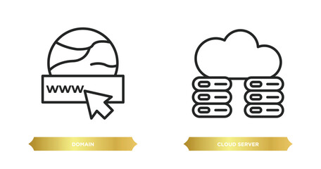 Wall Mural - two editable outline icons from internet security concept. thin line icons such as domain, cloud ser