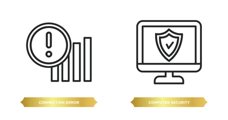 Wall Mural - two editable outline icons from internet security concept. thin line icons such as connection error,