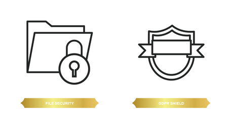 Wall Mural - two editable outline icons from internet security concept. thin line icons such as file security, gd