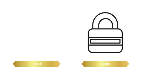 Wall Mural - two editable outline icons from internet security concept. thin line icons such as hacker, locked ve