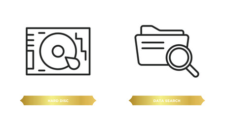 Wall Mural - two editable outline icons from internet security concept. thin line icons such as hard disc, data s