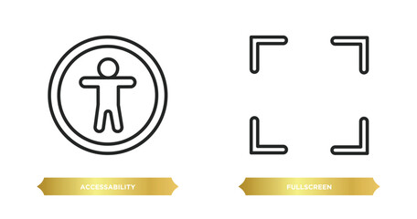 Wall Mural - two editable outline icons from interface concept. thin line icons such as accessability, fullscreen