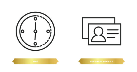Wall Mural - two editable outline icons from human resources concept. thin line icons such as time, personal prof