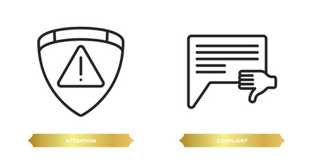 two editable outline icons from gdpr concept. thin line icons such as attention, complaint vector.