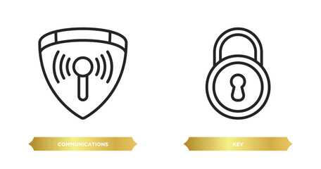 Canvas Print - two editable outline icons from gdpr concept. thin line icons such as communications, key vector.