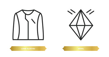 two editable outline icons from fashion concept. thin line icons such as long sleeves, jewel vector.