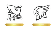 Two Editable Outline Icons From Fairy Tale Concept. Thin Line Icons Such As Griffin, Valkyrie Vector.