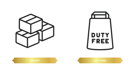 Wall Mural - two editable outline icons from delivery and logistic concept. thin line icons such as freight, duty free vector.