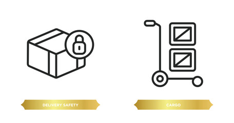 Wall Mural - two editable outline icons from delivery and logistic concept. thin line icons such as delivery safety, cargo vector.