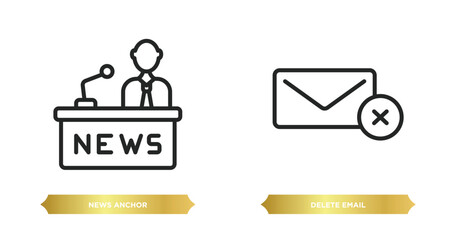 Wall Mural - two editable outline icons from communications concept. thin line icons such as news anchor, delete email vector.