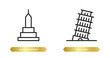 two editable outline icons from buildings concept. thin line icons such as buddist cemetery, pisa tower vector.