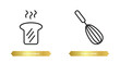 two editable outline icons from bistro and restaurant concept. thin line icons such as toasted bread, manual mixer vector.