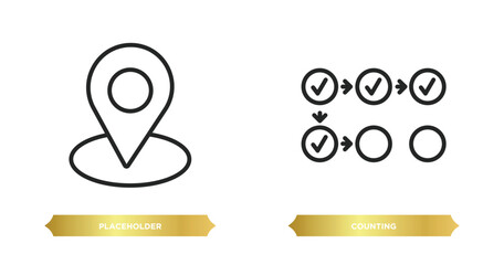 two editable outline icons from blogger and influencer concept. thin line icons such as placeholder, counting vector.