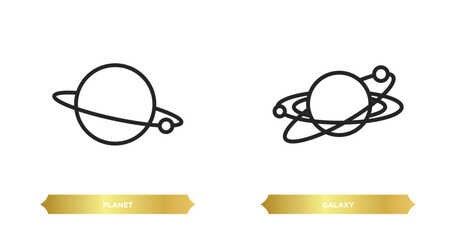 Wall Mural - two editable outline icons from astronomy concept. thin line icons such as planet, galaxy vector.
