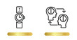 © IconArt - two editable outline icons from artificial intellegence concept. thin line icons such as wristwatch, mind transfer vector.