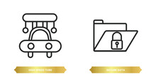 Two Editable Outline Icons From Artificial Intellegence Concept. Thin Line Icons Such As High Speed Tube, Secure Data Vector.