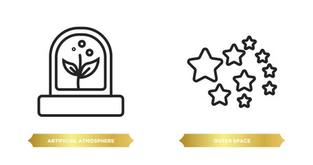 two editable outline icons from artificial intellegence concept. thin line icons such as artificial atmosphere, outer space vector.