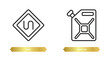 © IconArt - two editable outline icons from alert concept. thin line icons such as bend, jerrycan vector.