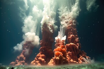 Wall Mural - wide-angle shot of multiple hydrothermal vents