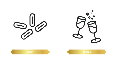 Canvas Print - two editable outline icons from alcohol concept. thin line icons such as yeast, cheers vector.