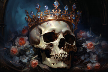 Canvas Print -  Skull wearing a crown