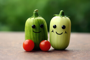 Wall Mural - Picture of two vegetables sitting side by side. This image can be used to depict companionship, friendship, or partnership. It is suitable for various projects and designs.
