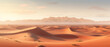Mgła nad pustynią. Krajobraz pustynny. Wydmy z piasku. Tło w kolorze beżowym pod baner, grafikę. 