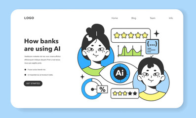 Wall Mural - banking industry automatization with artificial intelligence. fintech