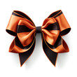 Black and orange bow for Halloween decoration isolated on white. AI generated