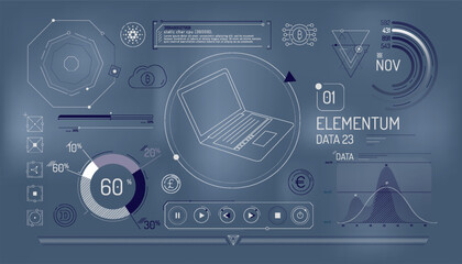 Wall Mural - set of infographic elements about financial technology and cryptocurrencies.