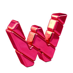 Pink diagonal block symbol view from the left. letter w