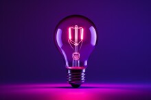 Violet Helical Light Bulb With Magenta Core On Purple Backdrop. Generative AI