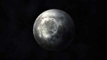 Wall Mural - Detailed image of a dark gray moon in space.