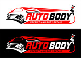 auto body shop logo template paint and body repair