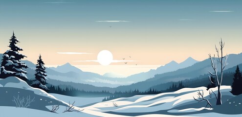 Wall Mural - winter landscape background, generative ai.