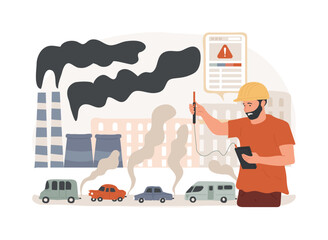 Poster - Air pollution isolated concept vector illustration. Pollution from factories, air quality measuring method, environmental problem, urban smog, vehicle exhaust, global warming vector concept.