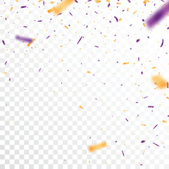 Wall Mural - Purple and orange confetti, ribbon banner, isolated on transparent background
